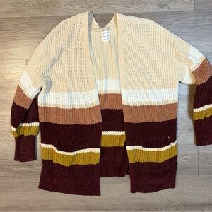 Elegant Striped Open-Front Cardigan